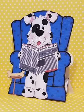 3D Shaped Card  Kit - Little Spotty Dog Spot reads the Barking Newspaper by Patty Stone