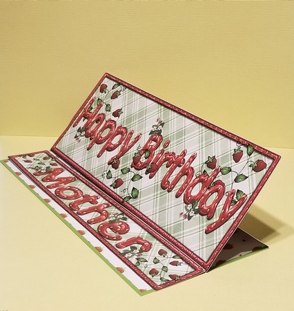 STRAWBERRY BIRTHDAY DL EASEL CARD AND ENVELOPE - MOTHER by Patty Stone