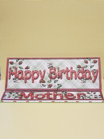 STRAWBERRY BIRTHDAY DL EASEL CARD AND ENVELOPE - MOTHER by Patty Stone