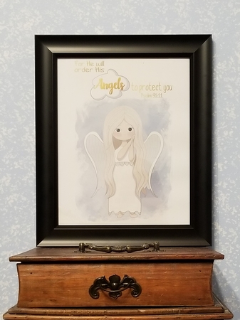 Printable wall decor 8x10 Nursery christian word art angel scripture print by Patty Stone