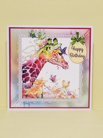 Beautiful Rainbow Giraffe 8x8 by Patty Stone