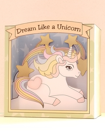3D Diorama Shadow Box Card Mini Kit  -  Cute Little Baby Unicorn Rainbow  by Patty Stone