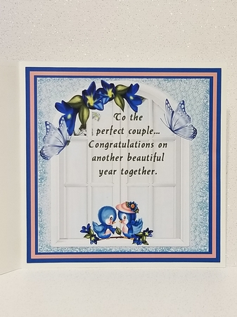 cute blue birds on a branch with pretty window 8x8 by Patty Stone