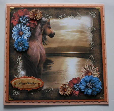 Beautiful Horse and Autumn Flowers by Sharon Frost