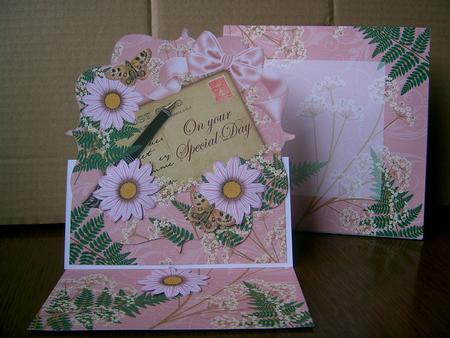 Pink Daisy Pink Your Special Day Easel Card Envelope Kit by paula taylor