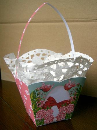 Basket with Easter Egg, Birds and Roses by paula taylor