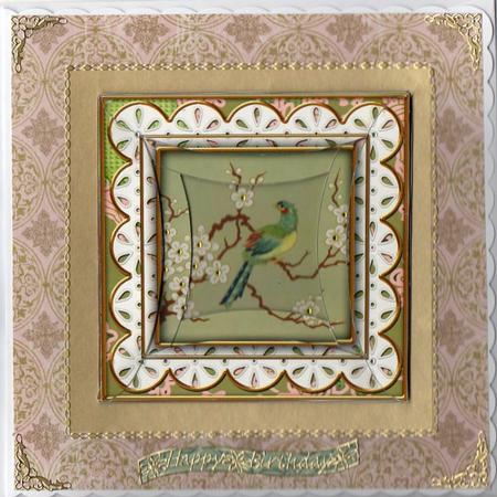 Oriental Green Bird Anglaise 5in Rounded Spiral Stacker by Pauline Horsfall