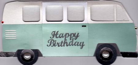 Campervan Side on Shaped Card by Pauline Horsfall