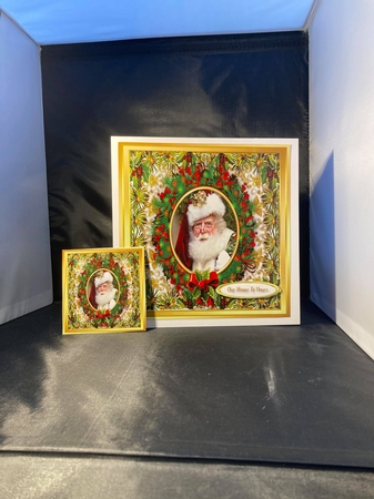 Gorgeous Santa in Holly Frame  by pauline inglis