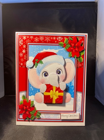 Festive Elephant With Present by pauline inglis