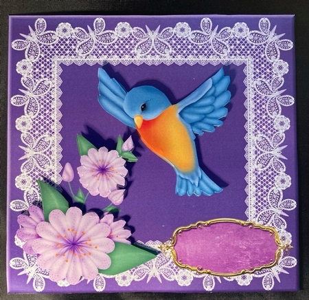 Lilac floral bird card front by pauline inglis