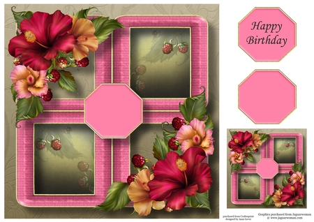 Floral Quad Frame - Hibiscus 8x8 by pauline inglis