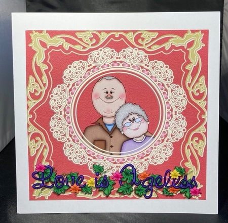 3 Love is ageless card front/toppers by pauline inglis