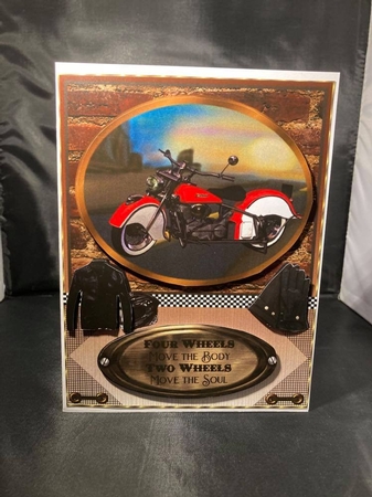 Framed motor bike card front C by pauline inglis