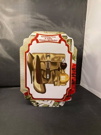 A Ladies Essentials Gold - Cut And Fold Card by pauline inglis