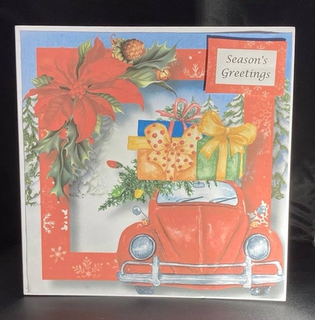 The Christmas Car - Red 1 8x8 by pauline inglis