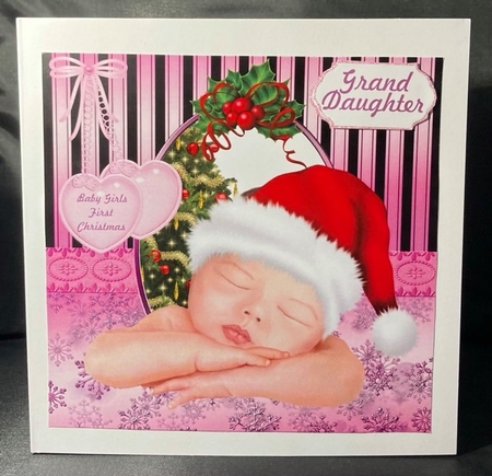 Baby girls first Christmas card front by pauline inglis