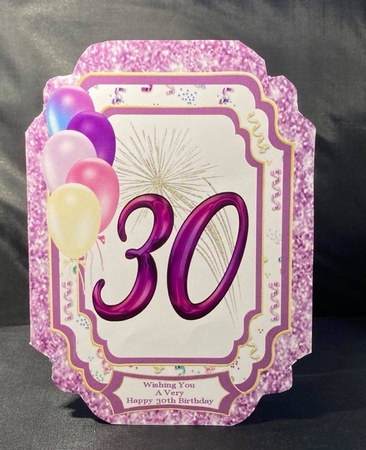 Happy 30th Birthday Wishes - Cut And Fold Card by pauline inglis