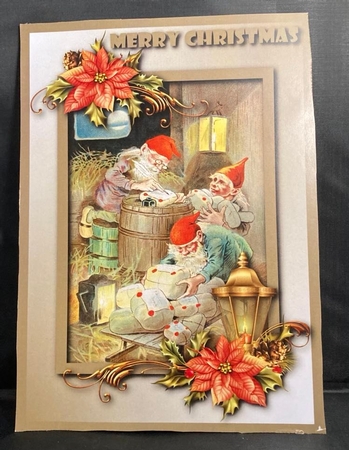 Vintage Christmas Gnomes A4 by pauline inglis
