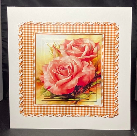 Pretty pink rose with pyramids 7x7 by pauline inglis