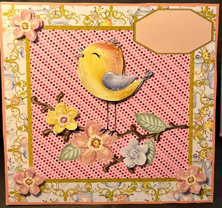 Bird on branch card front 2 by pauline inglis