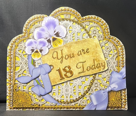 Blue Pansies 18 Today Giant 8in Scallop Bottom Stacker by pauline inglis