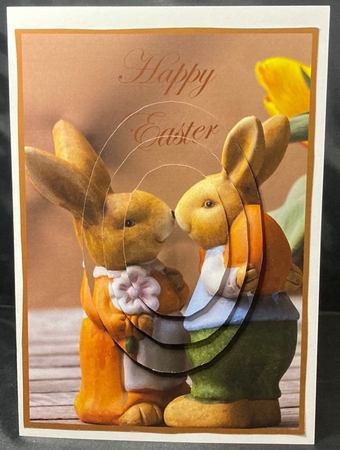 Easter Bunnies Couple Oval Pyramid by pauline inglis