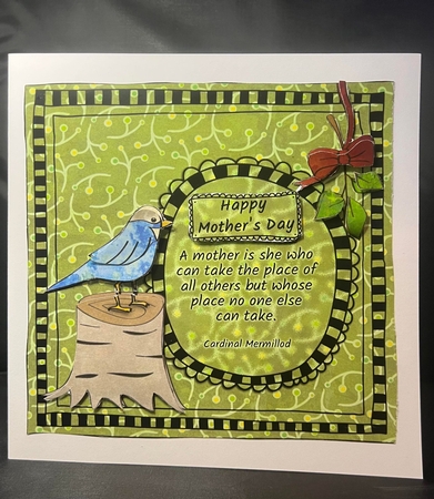 Blue Bird a Mother is She Card Front by pauline inglis