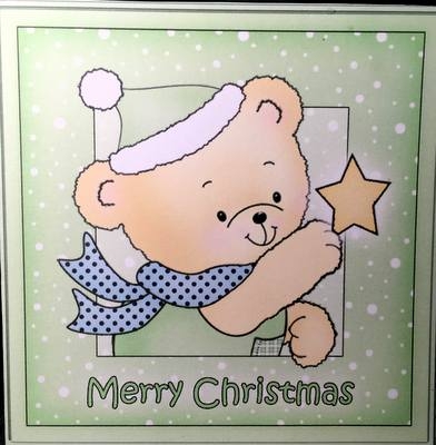 Cute Hunney Bear Robert has a Christmas Star - Quick Cut and Fold Card  by pauline inglis