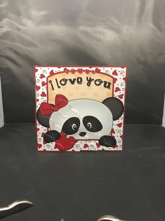 Scalloped Corner Stacker - Love, Romance, Valentine - Teddy Bear by pauline inglis