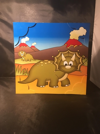 8 x 8 Cute Dinosaur Scalloped Corner Topper  by pauline inglis