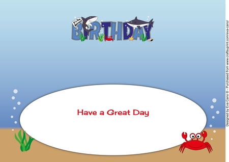 Birthday Sharks BIRTHDAY large dl insert by pauline inglis