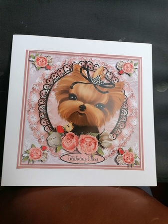 Bouquets & Lace Silky Terrier Card Topper by pauline inglis