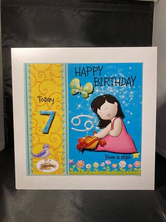 Children Zodiac Card Front With Decoupage - Cancer by pauline inglis