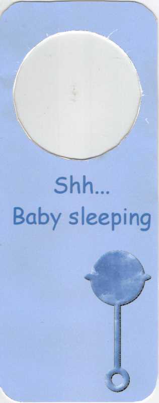 Baby Sleeping Door Hanger Blue by pauline inglis