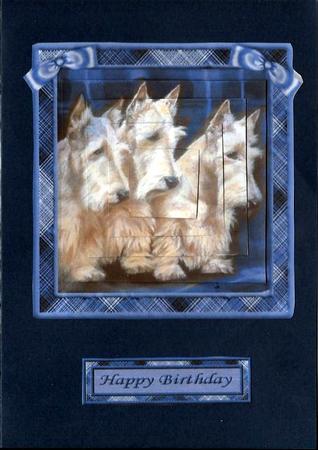 Scotty Dog Blue Square Pyramage by pauline inglis