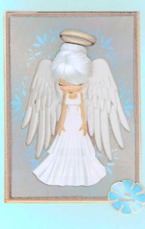 Cookie Angel Sympathy Cardfront with Decoupage by pauline inglis