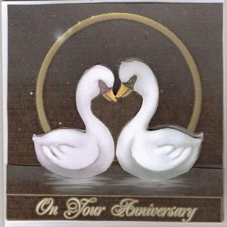 Soul Mate Swans Wedding Anniversary Decoupage by pauline inglis