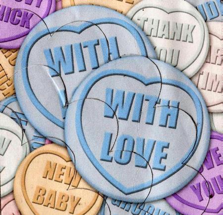 With Love Sweet Heart Shell Edged Corner Side Stacker by pauline inglis