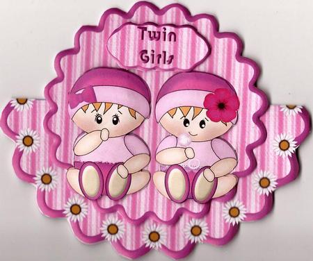 Twin Girls Wobble Card by pauline inglis