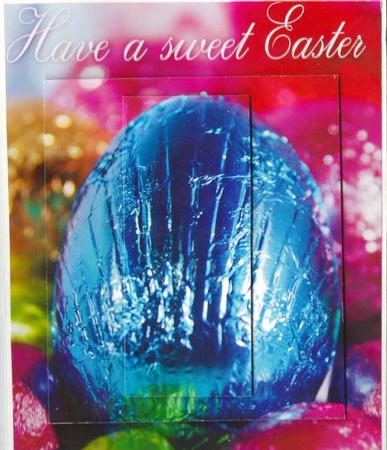Easter Greeting Card with Foil Wrapped Eggs by pauline inglis