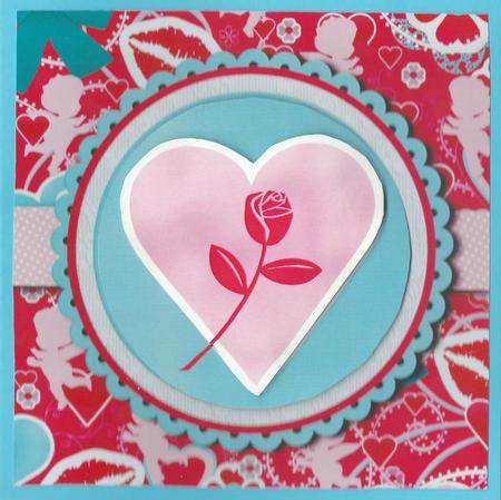 Modern Valentines Stickers Topper - Heart & Rose by pauline inglis
