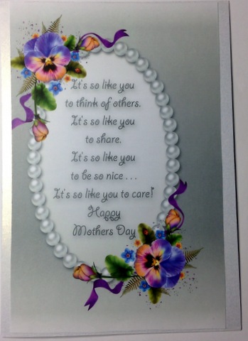 Mothers Day Pansies Card Front by pauline inglis