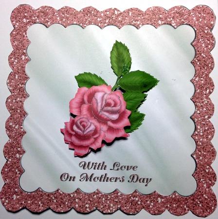 Pink Roses Mothers Day Card Front by pauline inglis