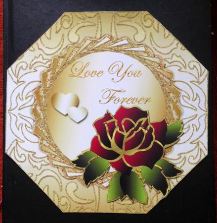 Octagon Shaped Love You Forever Topper with Twisted Frame & Rose by pauline inglis