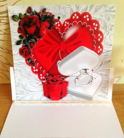 Red Satin Heart with Ring in Box 8x8 by pauline inglis