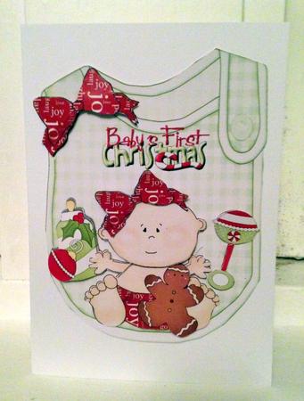 Baby Girls 1st Christmas with Her Bottle on a Bib by pauline inglis