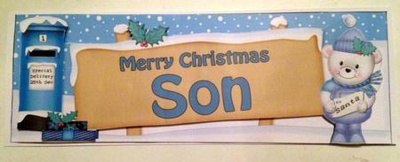 Christmas Son Teddy Signpost Lge Dl Easicut Decoupage by pauline inglis