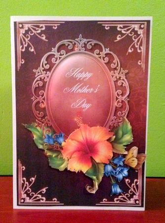 Mothers Day Hibiscus and Bells Card Front by pauline inglis