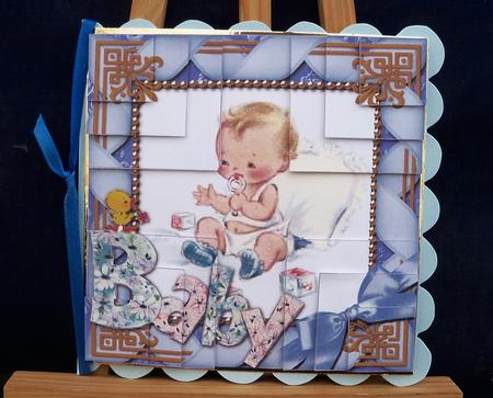 Baby Boy All 4 Corner Stacker Card Front by Pauline Worthington